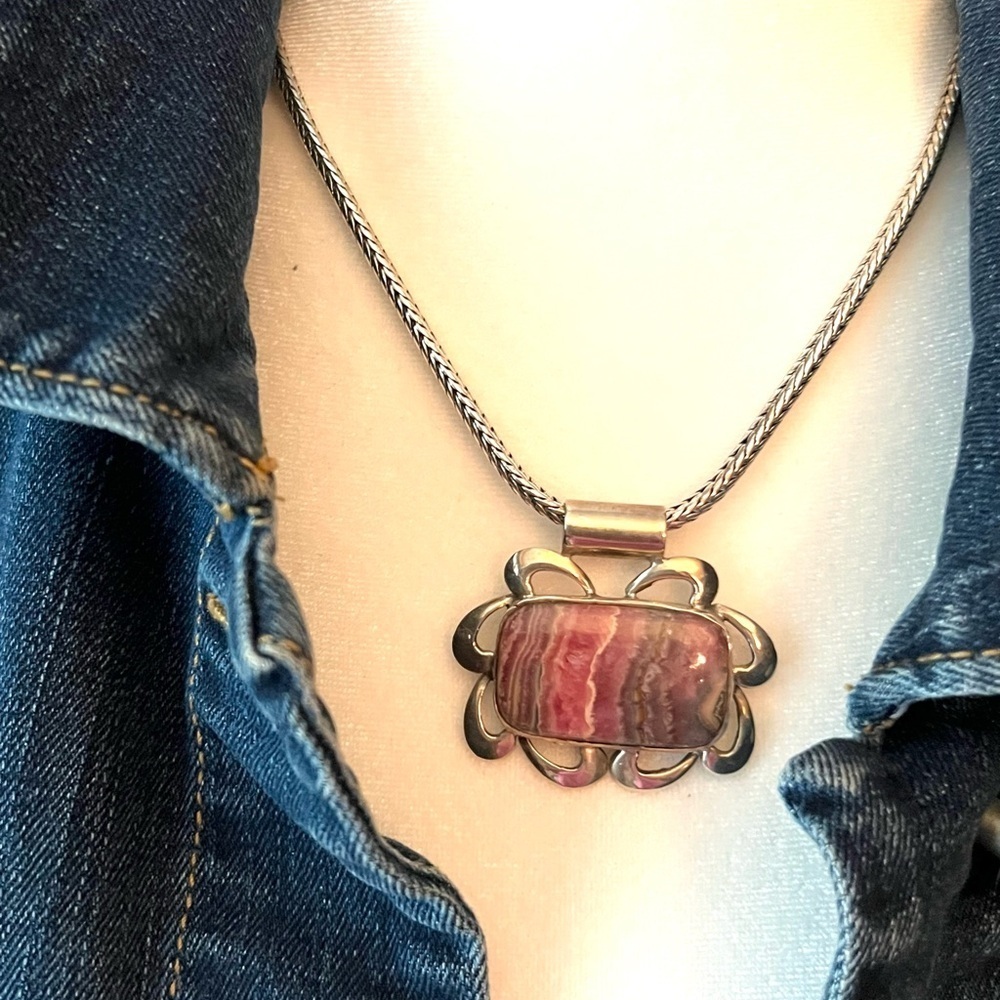 Sterling Silver Rhodochrosite Pendant